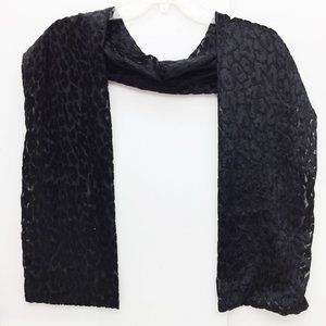 Cejon Womens Fashion Scarf Black Velvet Burnout  Self Lined Rectangle 8 x 59 USA
